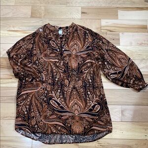 Richard Allen x H&M Paisley Print Tunic in Brown and Black